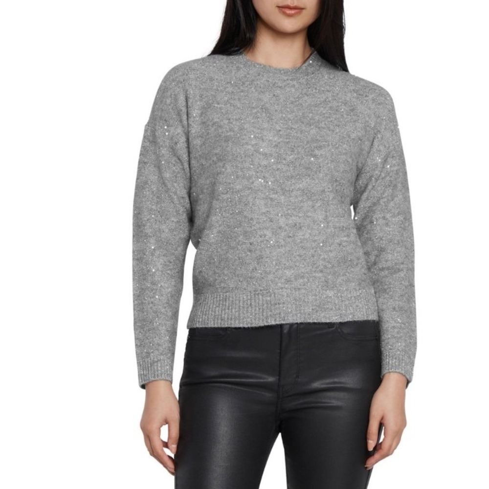 Express Womens Grey Sequin‎ Shimmer Knit Crewneck Pullover Sweater Large NWT $78